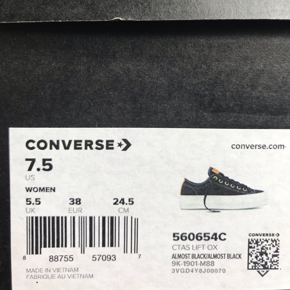 Converse Ctas Lift OX Canvas Almost Black W AUTHEN - Picture 8 of 8